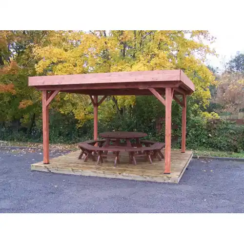 Expédié Aujourd&rsquo;hui Carport Ombra – 4,04 x 4,04 m – Sapin du Nord Contrecollé – Toit Bac Acier – HABRITA