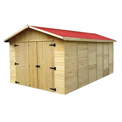 Commander Vite Garage Eden Double Pente 15,60 m² - Épicéa Massif 16 mm - Plaques Ondulées Bitumées - Sans Plancher - HABRITA