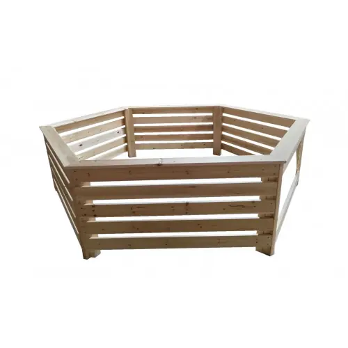 Prix Bas Habillage Bois Hexagonal – 2,77 x 2,21 m – Sapin Massif – Compatible Spas et Piscines Gonflables – HABRITA