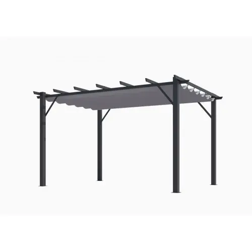 Prix Cassé Pergola aluminium gris anthracite – 12 m² – Poteaux 10×10 cm – Toile polyester gris 280 gr/m² – HABRITA