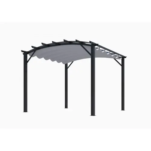 Vente Flash Pergola arche structure mixte aluminium/acier coloris gris anthracite – toile couleur gris 140 gr/m² – HABRITA