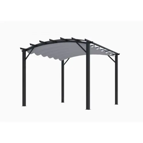 Pergola arche structure mixte aluminium/acier coloris gris anthracite - toile couleur gris 280 gr/m² - HABRITA Populaire