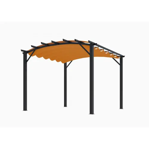 Pergola arche structure mixte aluminium/acier - coloris gris anthracite - toile couleur rouille - 140 gr/m² - HABRITA Meilleur Prix