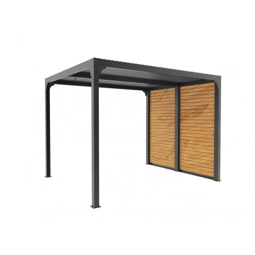 Prix Bas Pergola bioclimatique ALUMINIUM 7,20 m² – gris anthracite – ventelles latérales – HABRITA