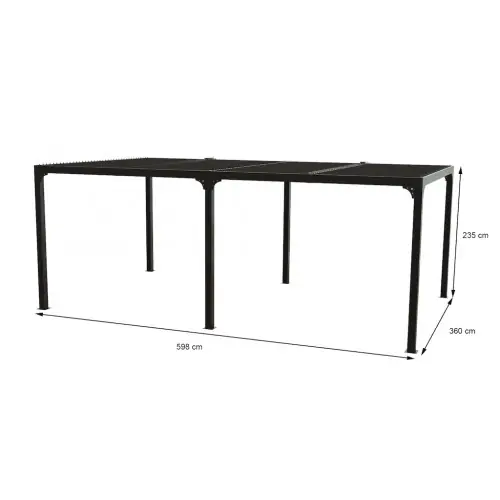 Certifié Pergola Bioclimatique Aluminium XXL Gris Anthracite - 21,52 m² - Lames Orientables Manuelles - HABRITA