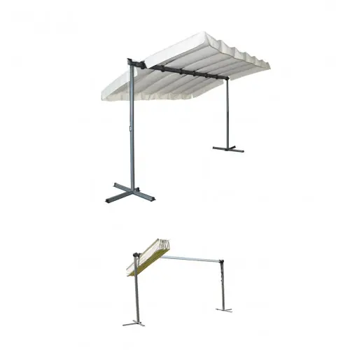 Pergola Marquise - 3,60 x 2,50 m - Finition époxy gris anthracite avec toile pivotante et extensible - HABRITA Populaire