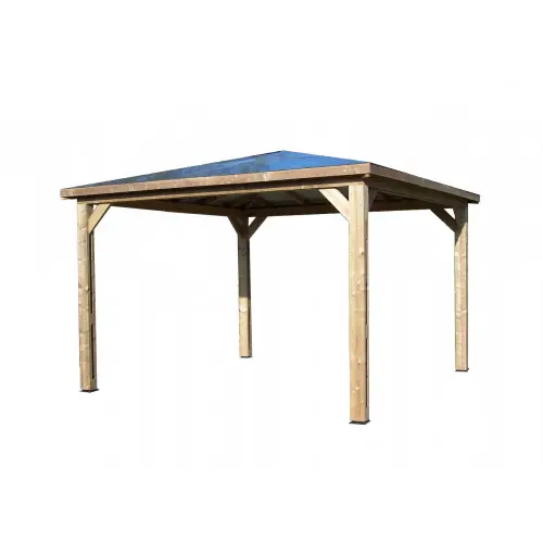 Pool house Blueterm bois thermochauffé 3,50 x 3,50 m – 12,25 m² – toiture ACP – HABRITA Acheter Direct