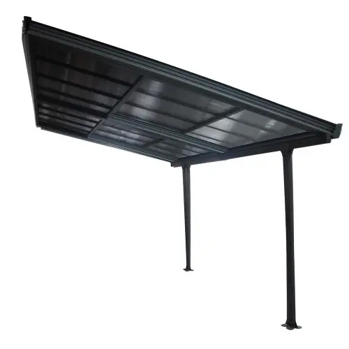 Pas Cher Toit terrasse aluminium gris anthracite - 12,04 m² - Toit amovible - Panneaux polycarbonate anti-UV 6 mm - HABRITA