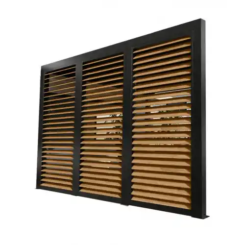 Offre Exclusive Ventelles latérales mobiles imitation bois pour pergola bioclimatique PER 3630 BI et PER 3660 BI - 3,60 m - HABRITA