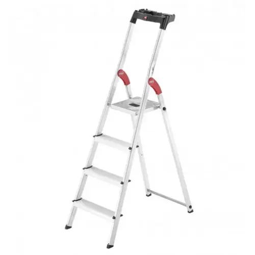 Escabeau aluminium pliable - 4 marches - Hailo L60 - Sécurisé et ultra léger - 2,85M - HAILO Offre Limitée