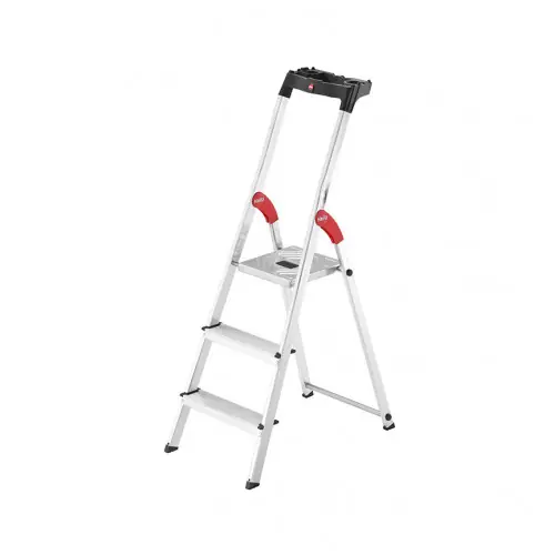 Escabeau Hailo L60 sécurisé pliable - 3 marches - 2.37m - en alu ultra léger - HAILO Meilleur Prix