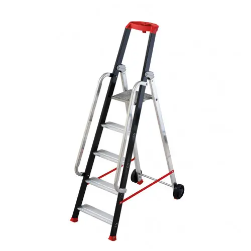 Expédié Aujourd&rsquo;hui Escabeau professionnel roulant pliable – 5 marches – 2,81m – HAILO