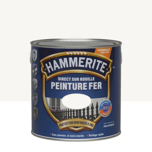 Prix Bas Peinture fer extérieur Direct sur rouille HAMMERITE blanc brillant 2.5 l - HAMMERITE
