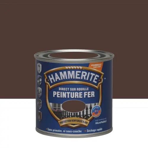 Peinture fer extérieur Direct sur rouille HAMMERITE châtaigne martelé 0.25 l – HAMMERITE Retour Gratuit