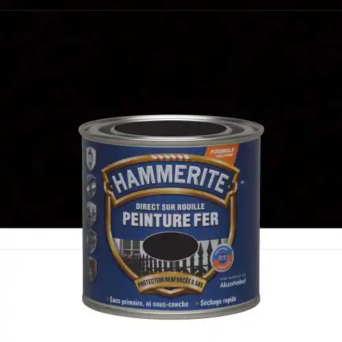 Peinture fer extérieur Direct sur rouille HAMMERITE noir ferronnerie mat 0.25 l - HAMMERITE Petit Prix