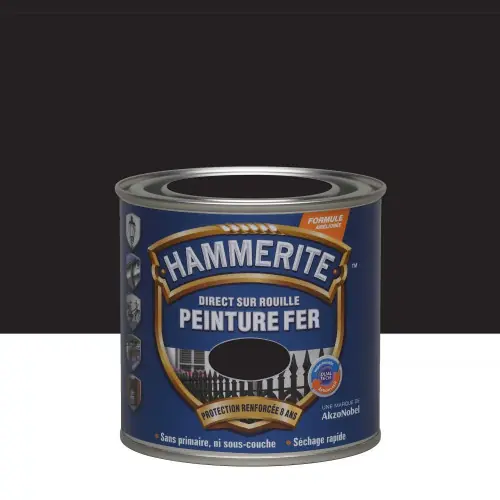 Peinture fer extérieur Direct sur rouille HAMMERITE noir martelé 0.25 l - HAMMERITE Promotion Saisonnière