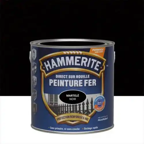 Nouvelle Collection Peinture fer extérieur Direct sur rouille HAMMERITE noir martelé 2.5 l – HAMMERITE