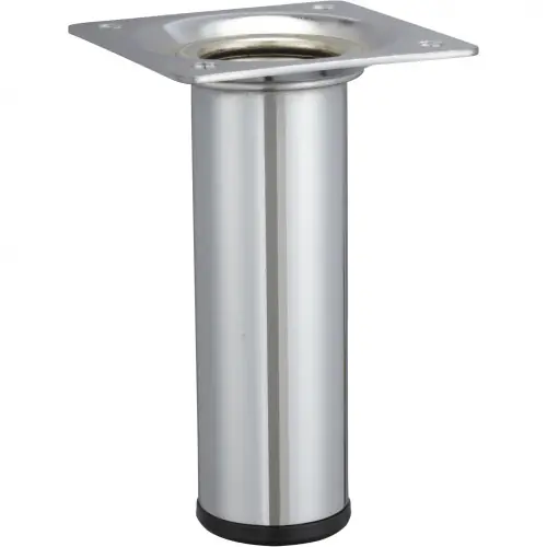 Nouveauté Pied de meuble cylindrique fixe acier chromé gris, 10 cm - HETTICH