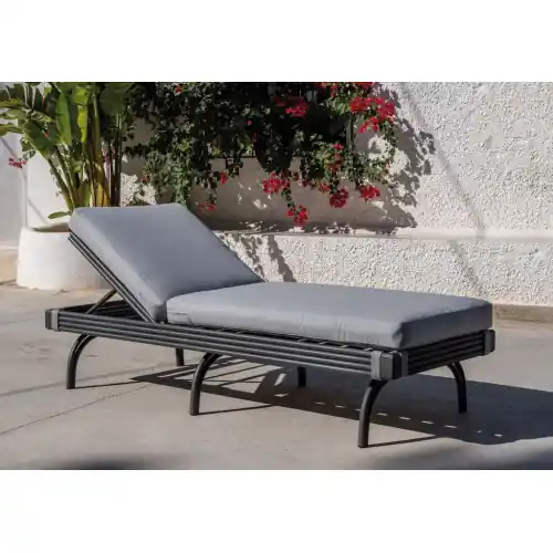 Prix Cassé Bain de soleil aluminium et corde – SAONA-12 SET LUX – Anthracite et corde grise – Coussin Azalea gris – HEVEA