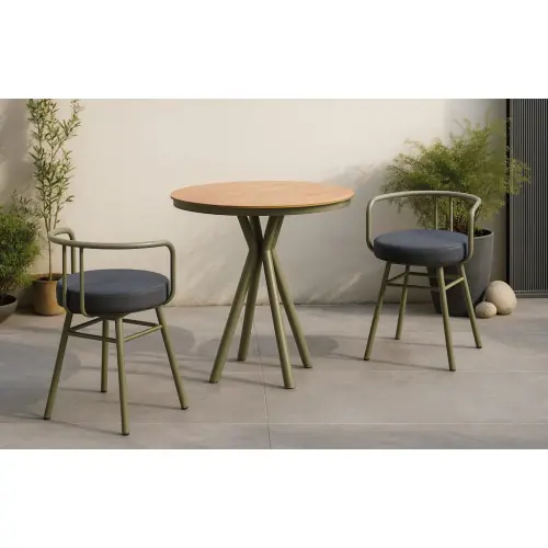 Ensemble bistrot – NEMUS MARIET – Plateau HPL finition bois – 2 places – HEVEA Retour Gratuit