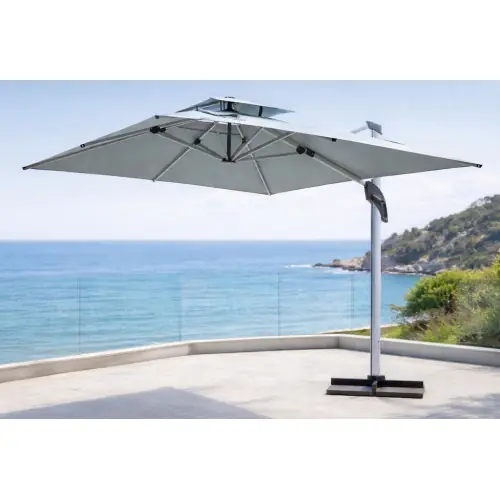 Parasol de jardin déporté CUNIL LUX 300 – 300 × 300 cm – Structure aluminium – Toile polyester 250 g/m² – HEVEA Retour Gratuit