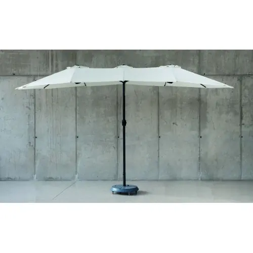 Prix Bas Parasol de jardin TREBOL 460 – Ovale 270 × 460 cm – Aluminium – Toile polyester beige clair – HEVEA
