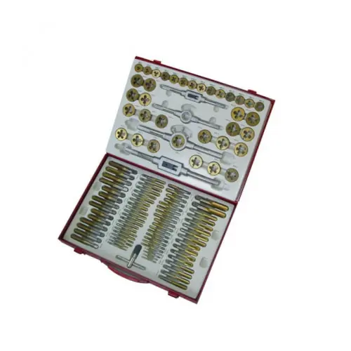 Solde Ensemble de tarauds et outils de filetage – 110 pièces – revêtement TiN – Holzmann