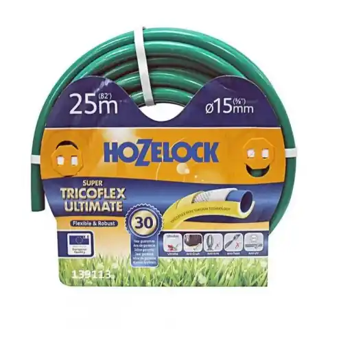 Affaire À Saisir Tuyau d’arrosage multi usage Super Tricoflex Ultimate 15mm – 25m – vert – HOZELOCK