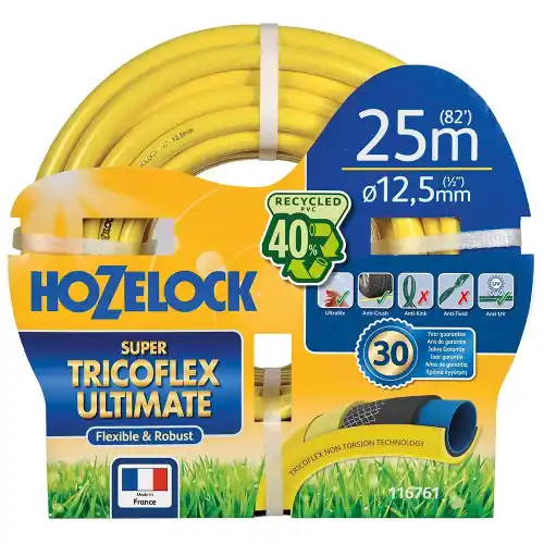 Prix Promo Tuyau d’arrosage multi usage Super Tricoflex Ultimate 19mm – 50m – jaune – HOZELOCK