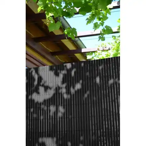 Promotion Canisse double face lame 10mm pvc anthracite 30% recyclé, IDEAL GARDEN, H.1,5 x L.3m - IDEAL GARDEN