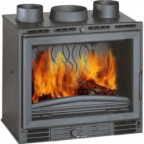 Insert à bois - 600 Grande Vision Turbo - Invicta - 8 kW - Fonte - Noir - Flamme Verte 4 étoiles - Invicta Vente Directe