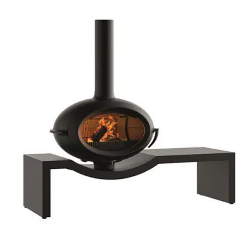 Livraison Express Poêle à bois BRIO SUR BANC - 7 kW - Rdt 76% - B. 50 cm - 100% fonte - Anthracite - Invicta