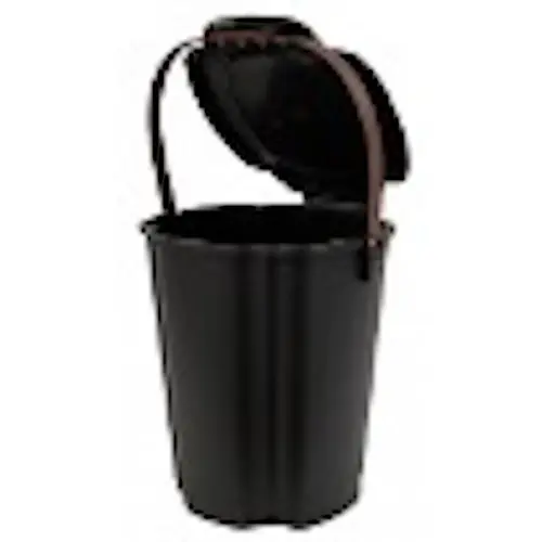 Bio-seau plastique – 7L – Anthracite avec poignée marron – 23,7 x 23,4 x 27,6 cm – Fabrication Française – Jany Achat Immédiat