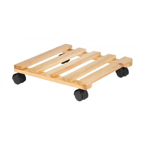 Dernier Modèle Support de pots - bois - à roulette - 30x30 cm - Made in France - Jany