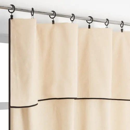 Rideau Klervie naturel noir l. 135 x H. 260 cm - JBY CREATION Jusqu'à Épuisement Des Stocks