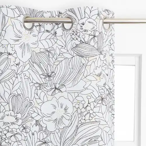 Dernière Chance Rideau tamisant, Lizon blanc noir l.135 x H.240 cm – JBY CREATION