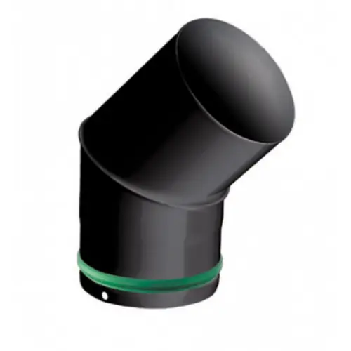 Quantité Limitée Coude 45° d‘angle pour évacuation des fumées – Email 0.7mm – noir – Ø80 – Joncoux