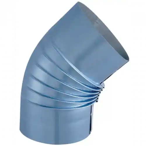 Coude plissé de 45° d‘angle et aluminié pour conduit de raccordement – Diamètre 125 mm – modèle POLYFEU – Joncoux Super Prix