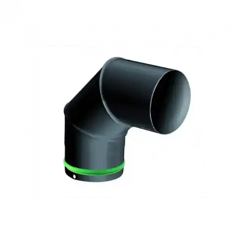 Coude pour évacuation des fumées – 90° d‘angle – émail 0.7MM – noir – Ø80MM – Isotip – Joncoux Petit Prix