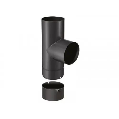 Coude T de 90° d‘angle – avec tampon – émail 0.7MM – noir mat – Ø180MM – Joncoux Pas Cher