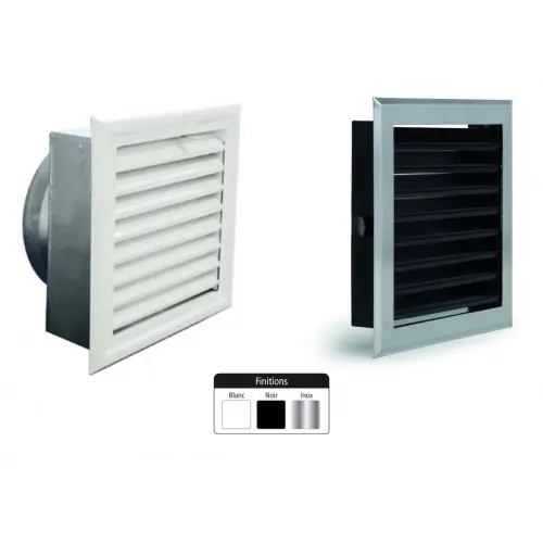 Grille de hotte à lamelles noire avec boîtier obturateur Ø150 mm – 200 x 200 mm – Joncoux Achat Immédiat