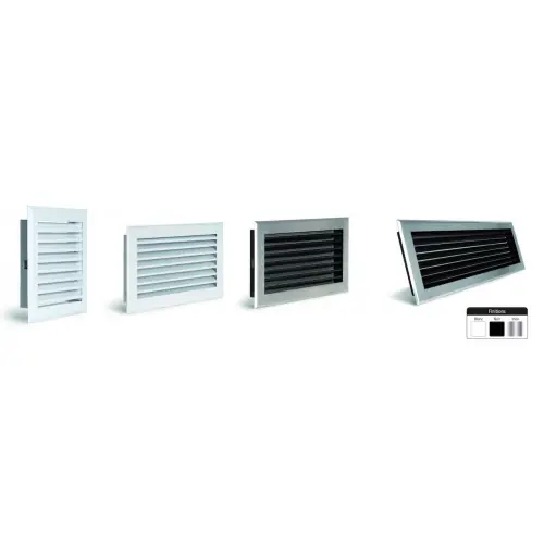Acheter Direct Grille de hotte à lamelles noire avec pare-chocs Ø315 mm – 345 x 195 mm – Joncoux