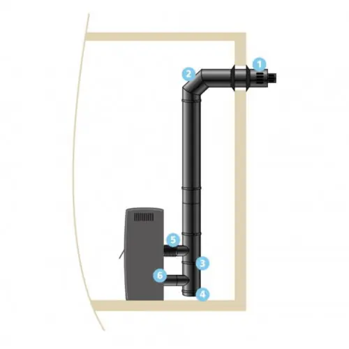 Kit raccordement étanche terminal horizontal – Ø80/125 – modèle Apollo premium – pour pellets – noir – Joncoux Réduction