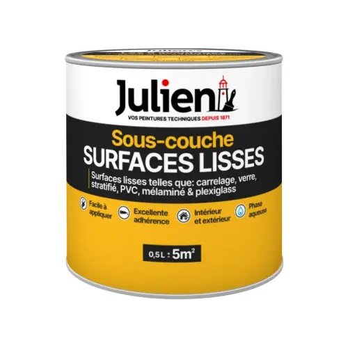 Produit De Marque Sous-couche spécifique surfaces lisses, blanc mat, 0.5 l – Julien