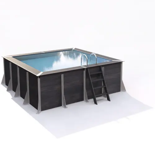 Piscine MILLY hors sol carré 10m² – composite PVC/Chanvre – Structure Acier – Justaposé Authentique