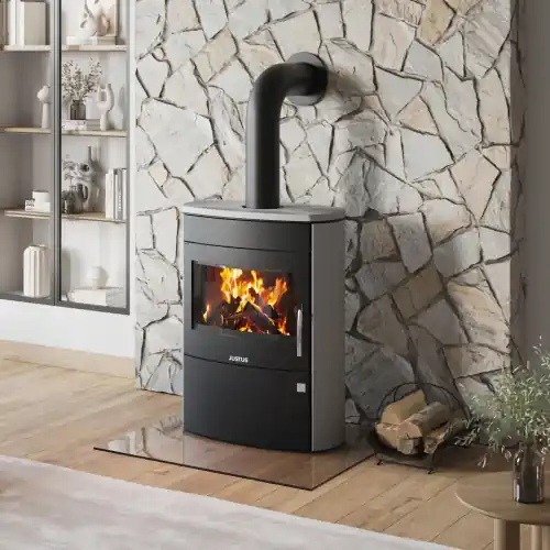 Poêle à bois Agero 2.0 Acier Noir - Pierre Ollaire - 7 kW - Justus Meilleur Prix