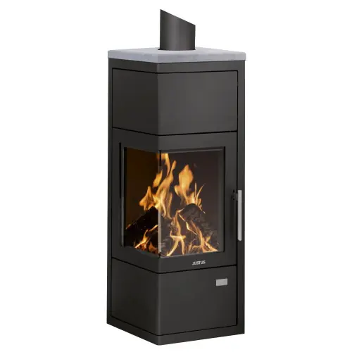 Acheter En Ligne Poêle à bois Diego W+ Acier Noir - Dessus Pierre Ollaire - 6 kW - Justus