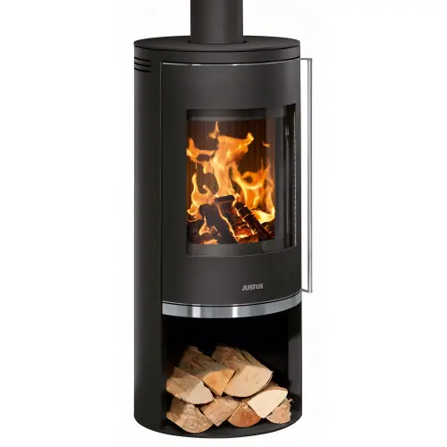 Poêle à bois Faro 2.0 Acier Noir – Plaque de Recouvrement Acier Noir – 6,0 kW – Justus Livraison Express