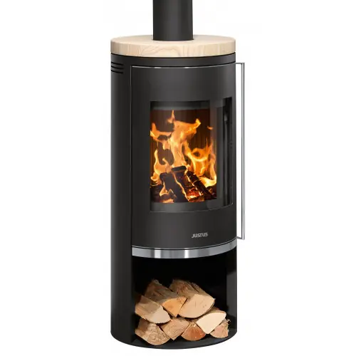 Populaire Poêle à bois Faro 2.0 Acier Noir - Plaque de Recouvrement Grès - 6,0 kW - Justus