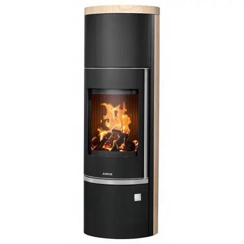 Poêle à bois Faro W+ 2.0 Acier Gris - Plaque de Recouvrement Pierre Ollaire - 7,0 kW - Justus Top Vente